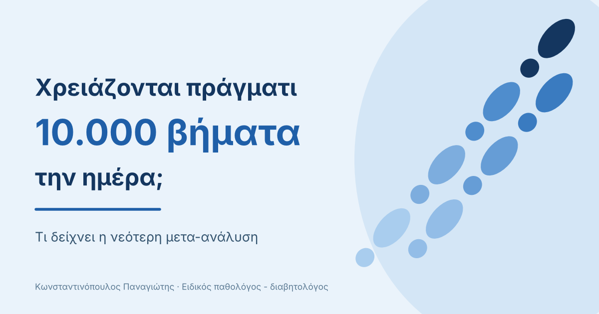 Εικονογράφηση με πατήματα και τον τίτλο «Χρειάζονται πράγματι 10.000 βήματα την ημέρα;»